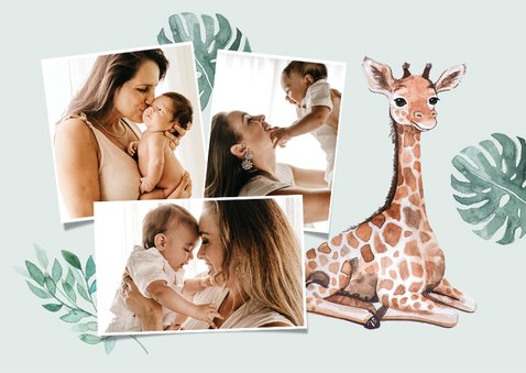 Dankeskarte zur Taufe süße Giraffe Fotos innen 2