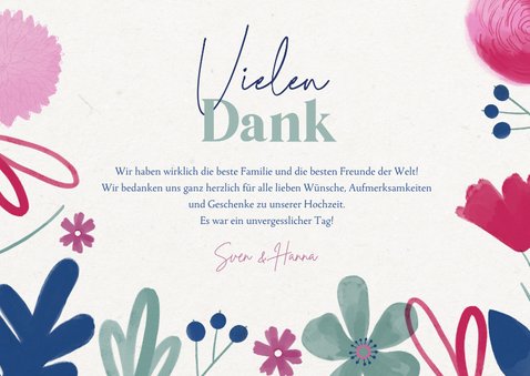 Danksagung Hochzeit Aquarellblumen 3