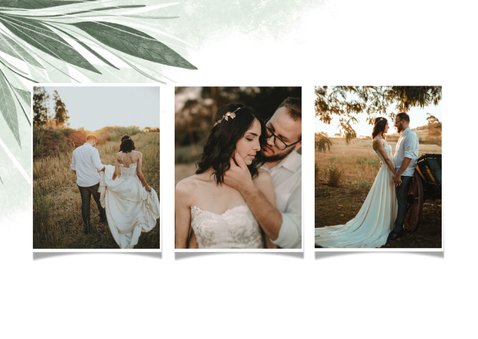 Danksagung Hochzeit Fotocollage zierliche Blätter 2