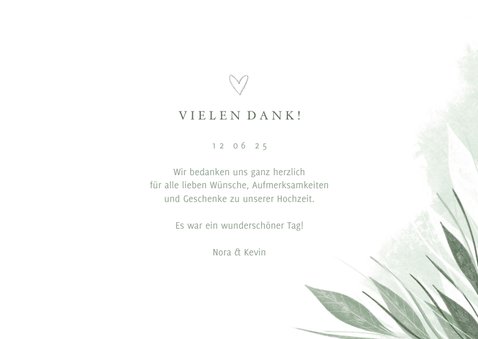 Danksagung Hochzeit Fotocollage zierliche Blätter 3