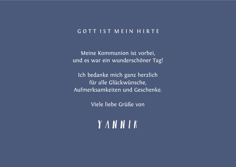 Danksagung Kommunion eigenes Foto blau Kreuz Farbspritzer 3