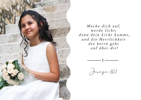 Danksagung Kommunion Fotokarte weiße Taube Sternchen 2