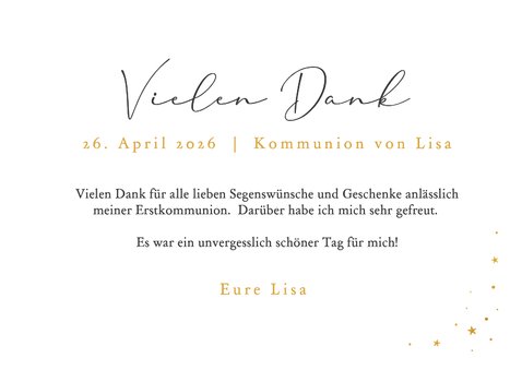 Danksagung Kommunion Fotokarte weiße Taube Sternchen 3