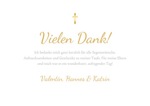 Danksagung Taufe eigene Fotos goldenes Kreuz 3