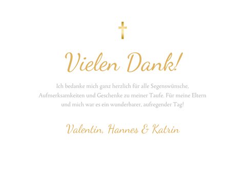 Danksagung Taufe eigene Fotos goldenes Kreuz 3