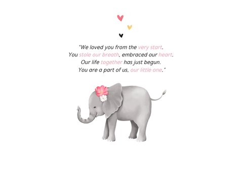 Danksagung zur Adoption Foto & Elefant rosa 2