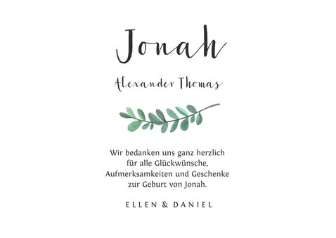 Danksagung zur Geburt eigenes Foto & Zweig 3