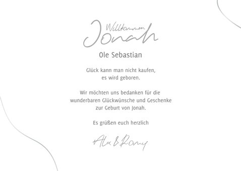 Danksagung zur Geburt Silberdruck, Foto & Linienspiel 3