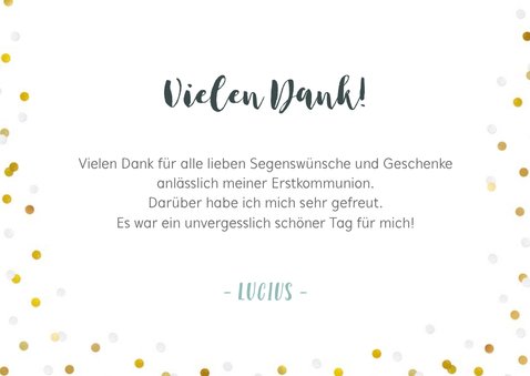 Danksagung zur Kommunion Fotos & Konfetti blau 3