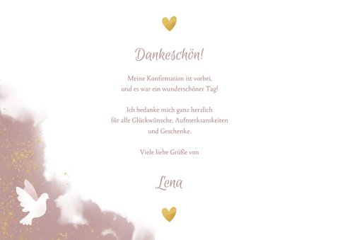 Danksagung zur Konfirmation Foto & weiße Tauben 3
