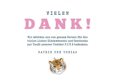 Danksagung zur Taufe Fotos Tierprint und Tiger 3