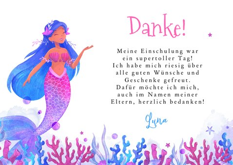 Danksagungskarte Einschulung Foto & Mermaid 3