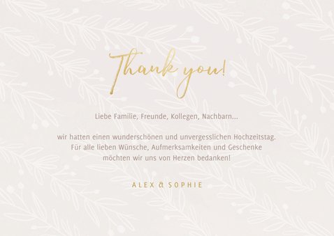 Danksagungskarte Hochzeit feine Zweige 3