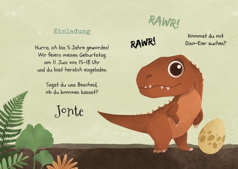 Dino-Einladungskarte zum Kindergeburtstag 3