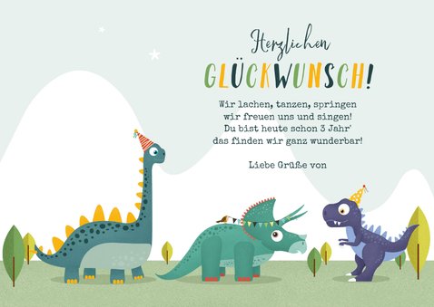 Dino-Glückwunschkarte Geburtstag 3