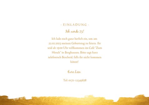 Einaldungskarte 25. Geburtstag Fotocollage mit gold 3