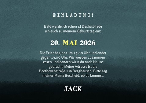 Einladung 4. Kindergeburtstag Feuerwehrauto mit Foto 3