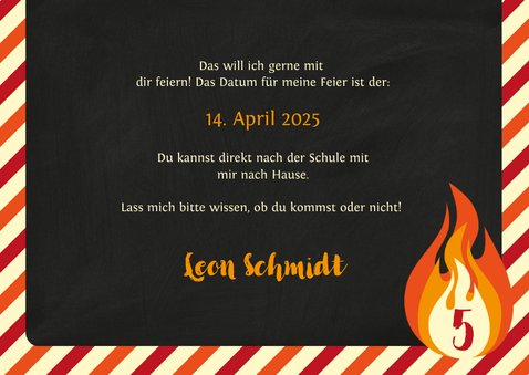 Einladung 5. Kindergeburtstag Feuerwehr mit Foto 3