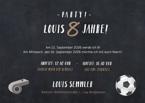 Einladung 8. Kindergeburtstag Fußball mit Fotos 3