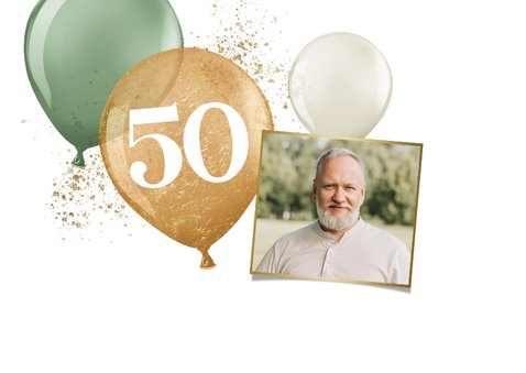 Einladung Geburtstag Foto & grüne Luftballons 2