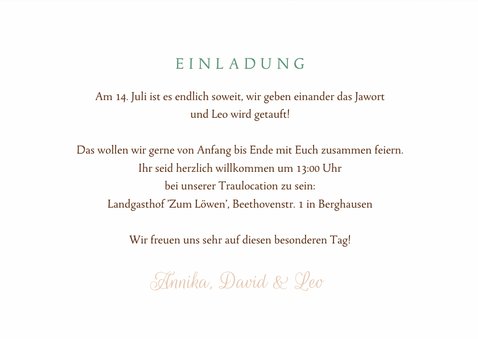 Einladung Hochzeit mit Taufe Trachtenlook 3