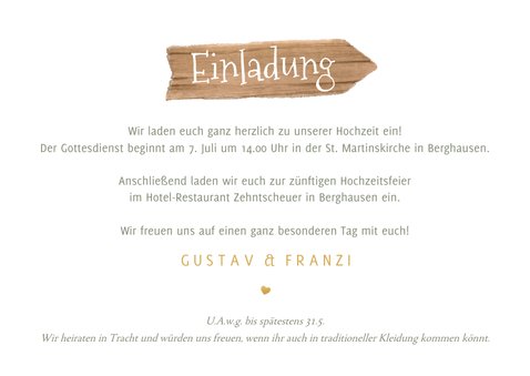 Einladung Hochzeit Tracht, Blumen & Geweih 3