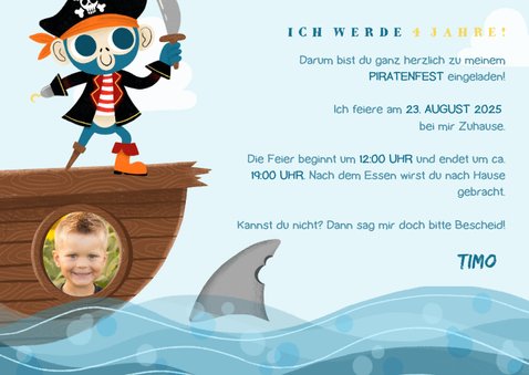 Einladung Kindergeburtstag mit Pirat und Papagei 3