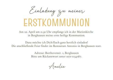 Einladung Kommunion Blumenbukett Golddruck 3