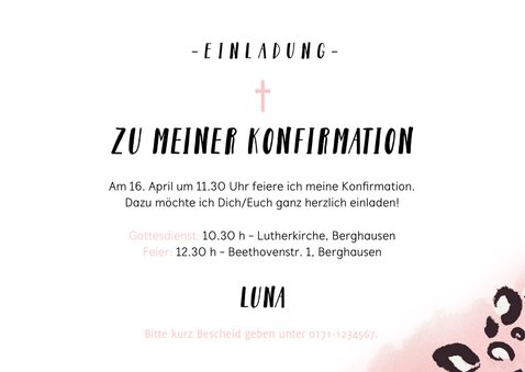 Einladung Konfirmation Foto und Pantherprint 3