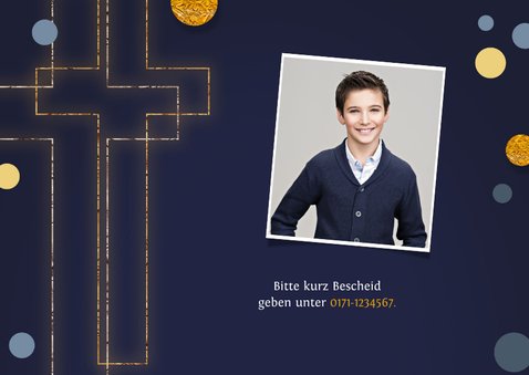 Einladung Konfirmation Kreuz dunkelblau 2