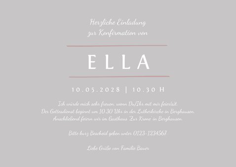 Einladung Konfirmation rosé Foto Eleganz schlicht 3