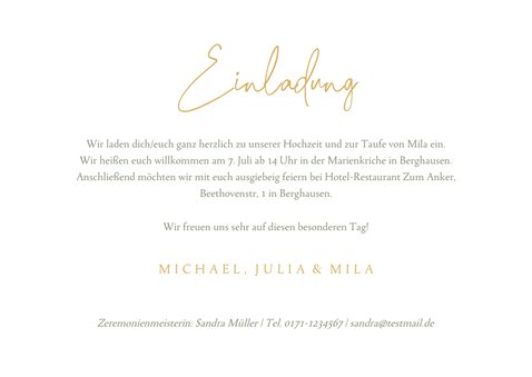 Einladung Traufe Aquarellzweige Goldschrift 3