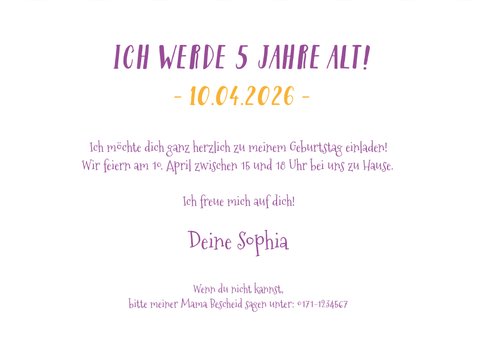 Einladung zum 5. Kindergeburtstag mit Katzen 3