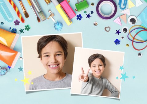 Einladung zum 9. Kindergeburtstag Basteln blau 2