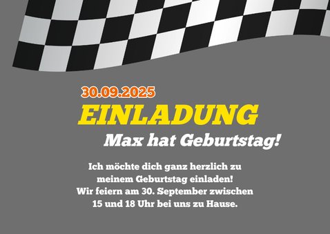 Einladung zum 9. Kindergeburtstag Formel-1-Auto 2