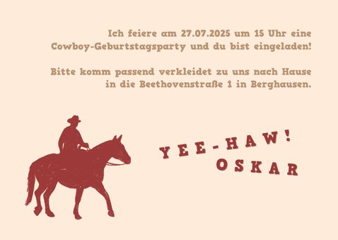 Einladung zum Cowboy-Kindergeburtstag 6 Jahre 3