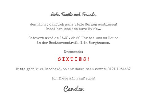 Einladung zum Geburtstag 'Sixties Party' 3