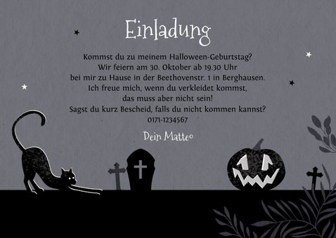 Einladung zum Halloween-Kindergeburtstag Gruselnacht 9 Jahre 3