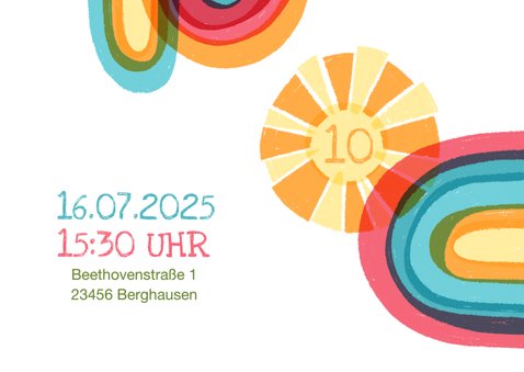 Einladung zum Kindergeburtstag mit Regenbogen 2