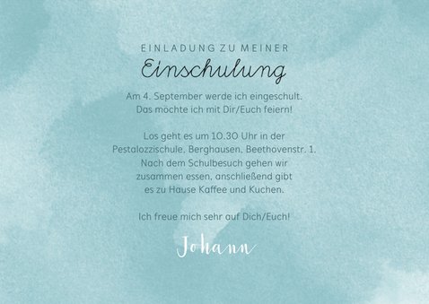 Einladung zur Einschulung ABC blau mit Foto 3