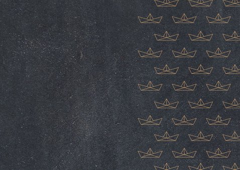 Einladung zur Einschulung Papierboote beige Kreidetafel Rückseite