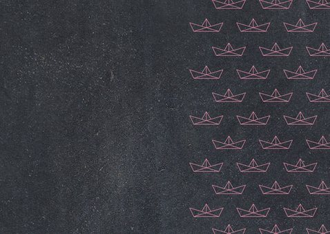 Einladung zur Einschulung Papierboote rosa Kreidetafel Rückseite