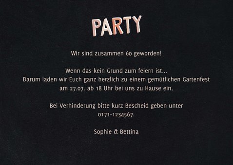 Einladung zur gemeinsamen Party mit Fotos 3