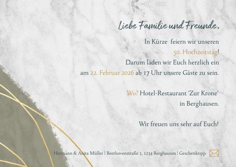 Einladung zur Jubiläumsfeier goldene Hochzeit mit Fotos 3