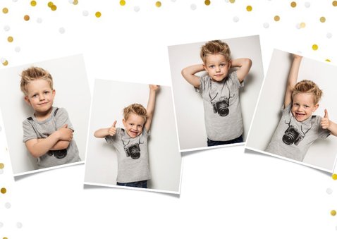 Einladung zur Kommunion Fotocollage & Konfetti blau 2