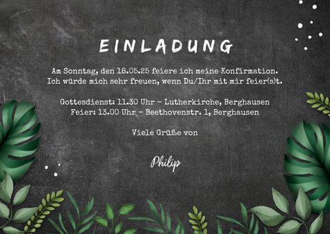 Einladung zur Konfirmation Foto Wegweiser botanisch 3