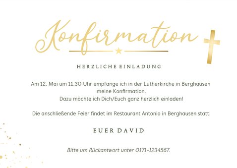 Einladung zur Konfirmationsfeier klassisch in Goldlook 3