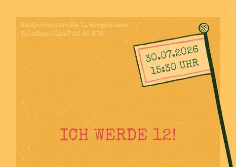 Einladung zur Minigolf-Party 12. Geburtstag 2