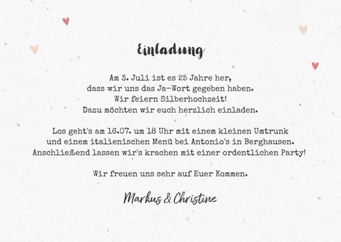 Einladung zur Silberhochzeit Wegweiser und Foto 2