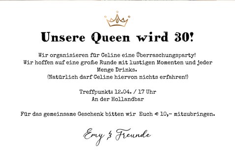 Einladung zur Surpriseparty mit Krone & Konfetti 3